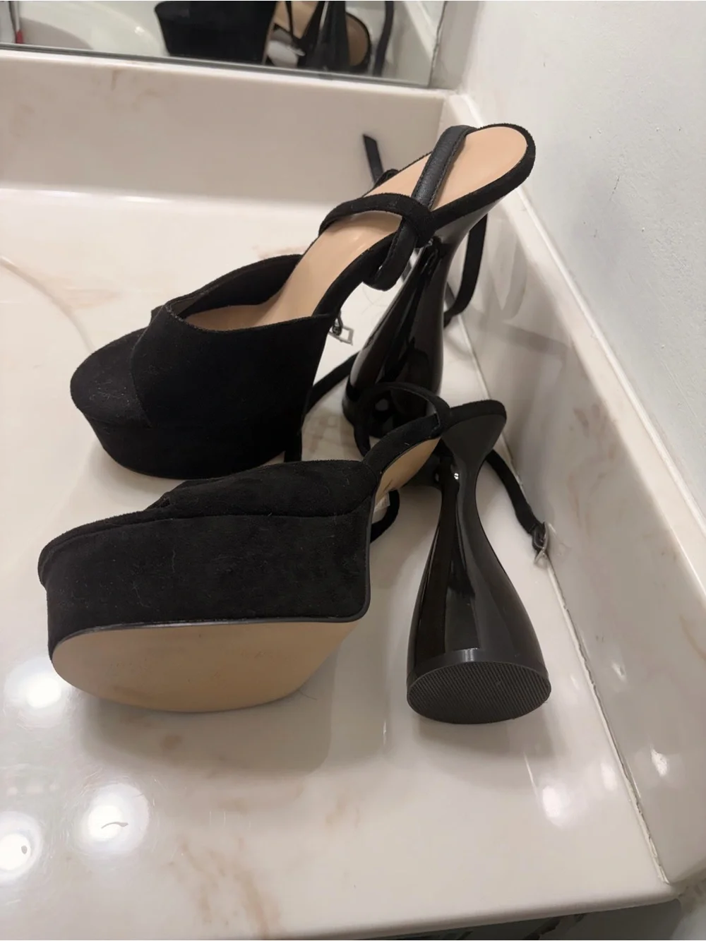 Shein Pink Satin Bow Block Heel Sandals